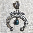 Sterling & Turquoise Naja Signed Native Pendent Old Pawn Sterling # JPN 145