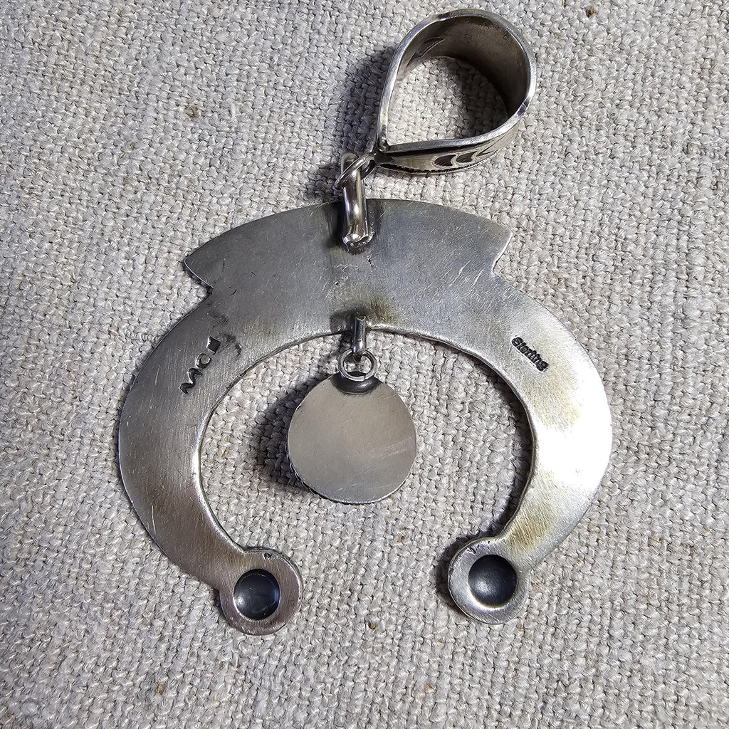 Sterling & Turquoise Naja Signed Native Pendent Old Pawn Sterling # JPN 145