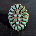 1930s Zuni Great Dark Turquoise Vintage Ring Old Pawn Size 7  JR 657