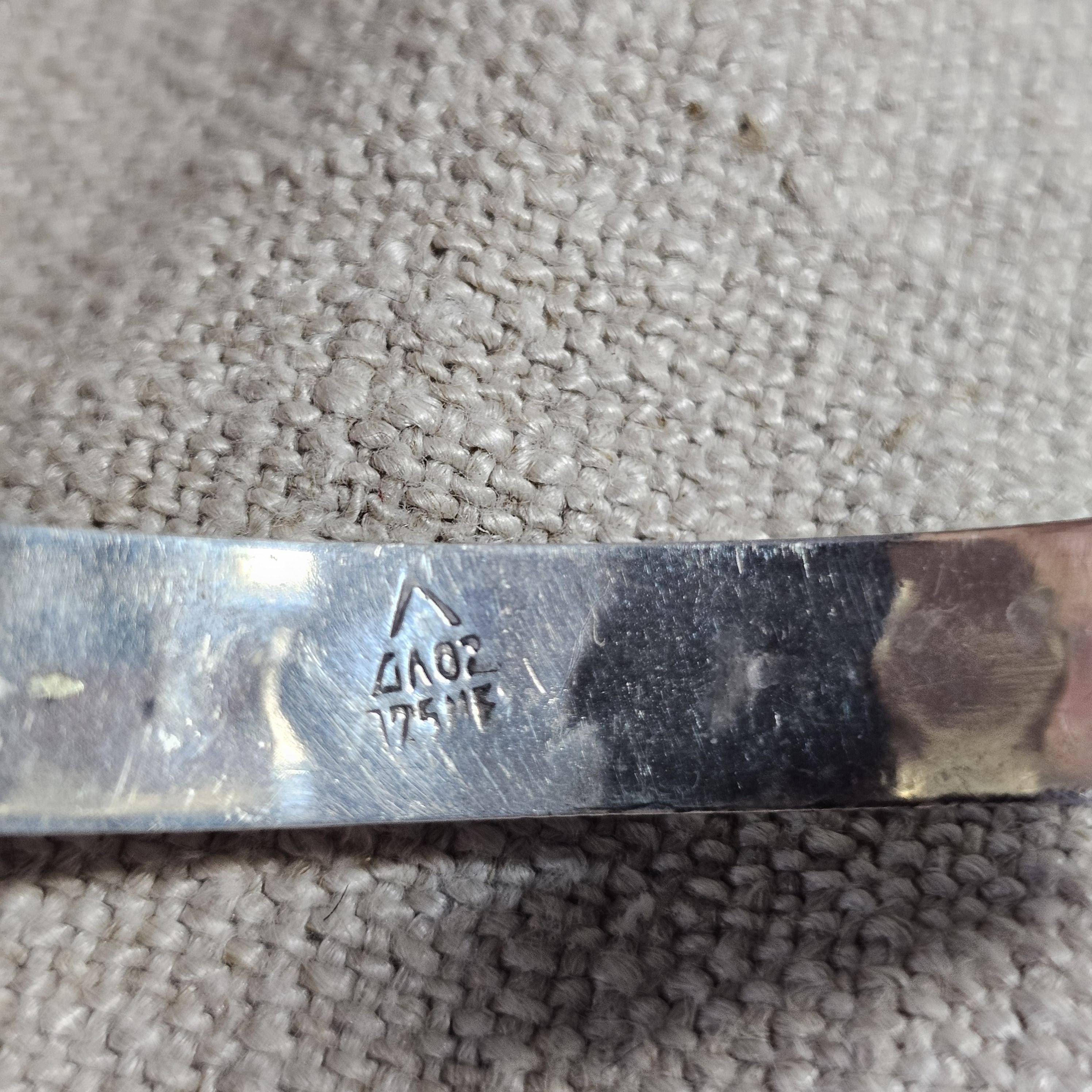 1940s Signed Vintage Turquoise & Silver Raindrops Native Cuff Bracelet Old Pawn  6 1/4" wrist. JB 236