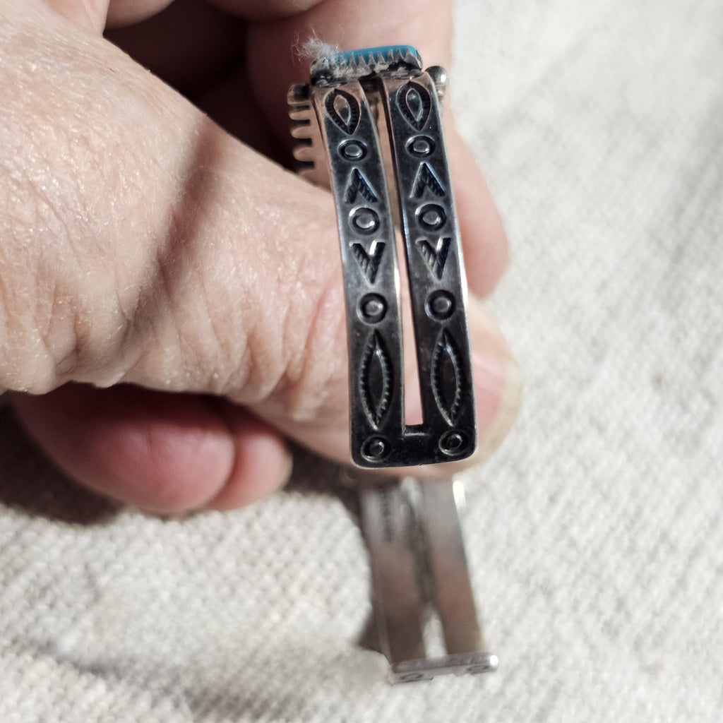 1940s Vintage Zuni Needlepoint Turquoise Stacker Bracelet Old Pawn  6 1/4" wrist. JB 277