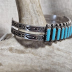1940s Vintage Zuni Needlepoint Turquoise Stacker Bracelet Old Pawn  6 1/4" wrist. JB 277