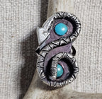 Unusual Snake Ring Vintage Native Blue Turquoise Old Pawn Size 8  JR 684