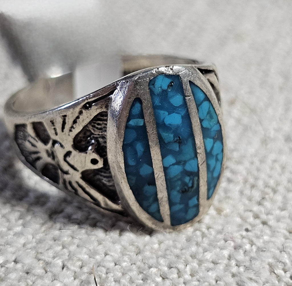 1950s Thunderbird Zuni Vintage  Ring Sterling Old Pawn Size 12 JR 472
