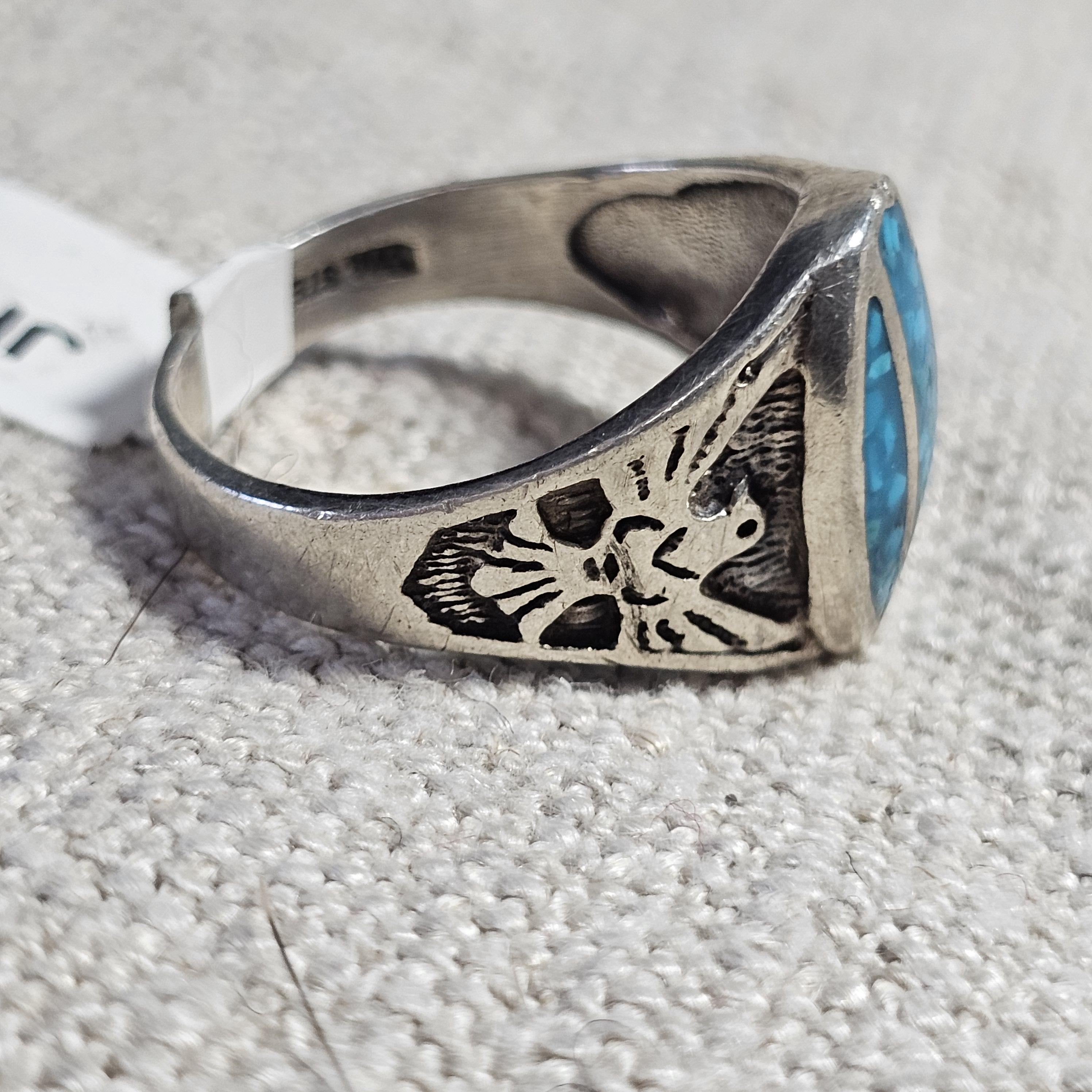 1950s Thunderbird Zuni Vintage  Ring Sterling Old Pawn Size 12 JR 472