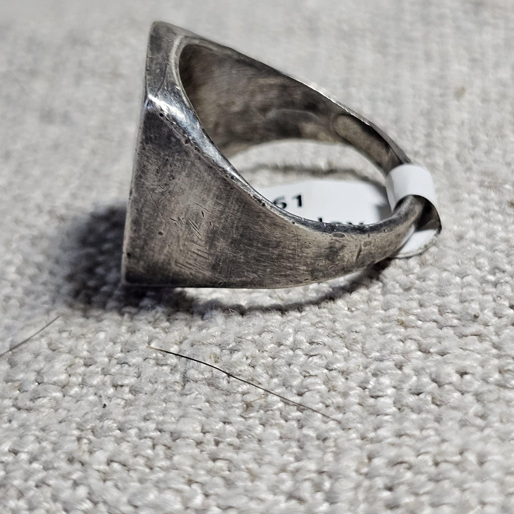 1950s Zuni Turquoise Inlay Vintage  Ring Sterling Old Pawn Size 10 JR 361