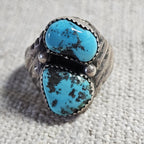 Vintage Native Turquoise Ring Sterling Old Pawn Size 12 JR 454