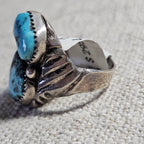 Vintage Native Turquoise Ring Sterling Old Pawn Size 12 JR 454