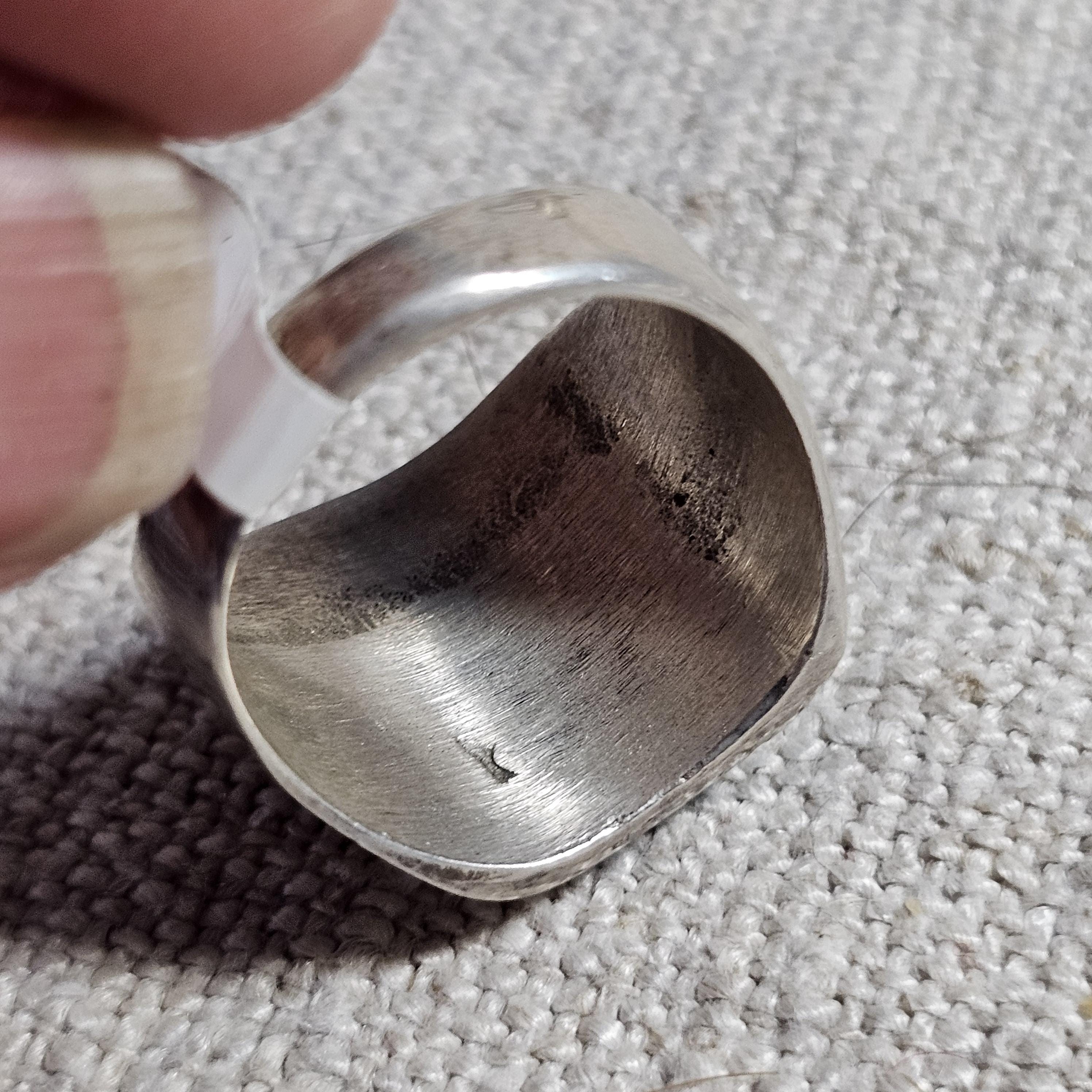 Carved Turquoise Vintage  Ring Sterling Old Pawn Size 11 JR 250