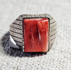 Vintage Zuni Spiny Oyster Sterling Silver Ring, Size 9