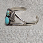 Two Turquoise Vintage Native Sterling Old Pawn fits 6 1/2" wrist. JB 312