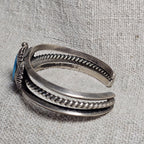 Fancy Silverwork Turquoise Vintage Native Sterling Old Pawn fits 6 1/4" wrist. JB 314