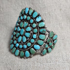 1940s Zuni Cluster Natural Turquoise Vintage Cuff Old Pawn fits 6 1/2" wrist JB 309