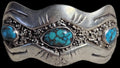 Bisbee Turquoise Vintage Cuff Bracelet, Native American Sterling Silver (6 3/4" wrist) JB 305