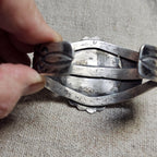 1930s Big Blue Turquoise Harvey Era Sterling Native  Vintage Cuff 6 3/4" wrist. JB 304