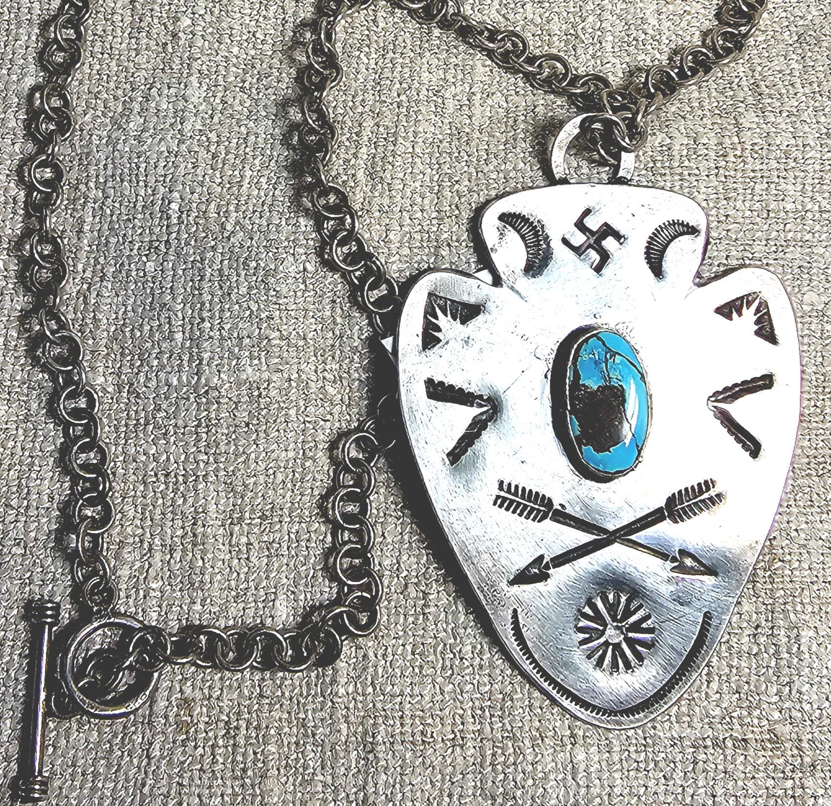 1930s Arrow Turquoise Necklace Vintage Old Pawn JN 820