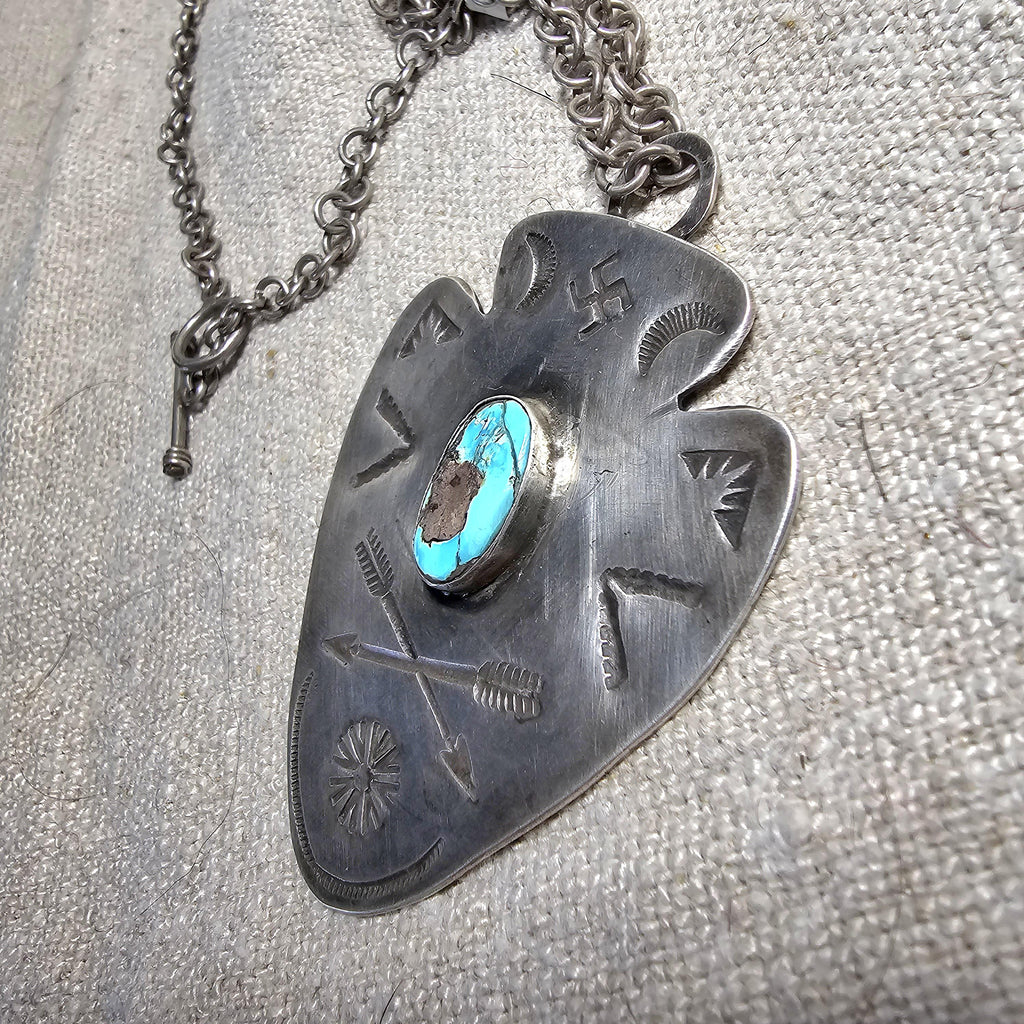 1930s Arrow Turquoise Necklace Vintage Old Pawn JN 820