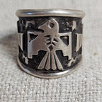 Thunderbird Signet Vintage Native Ring Sterling  Size 8 1/2 NR 35