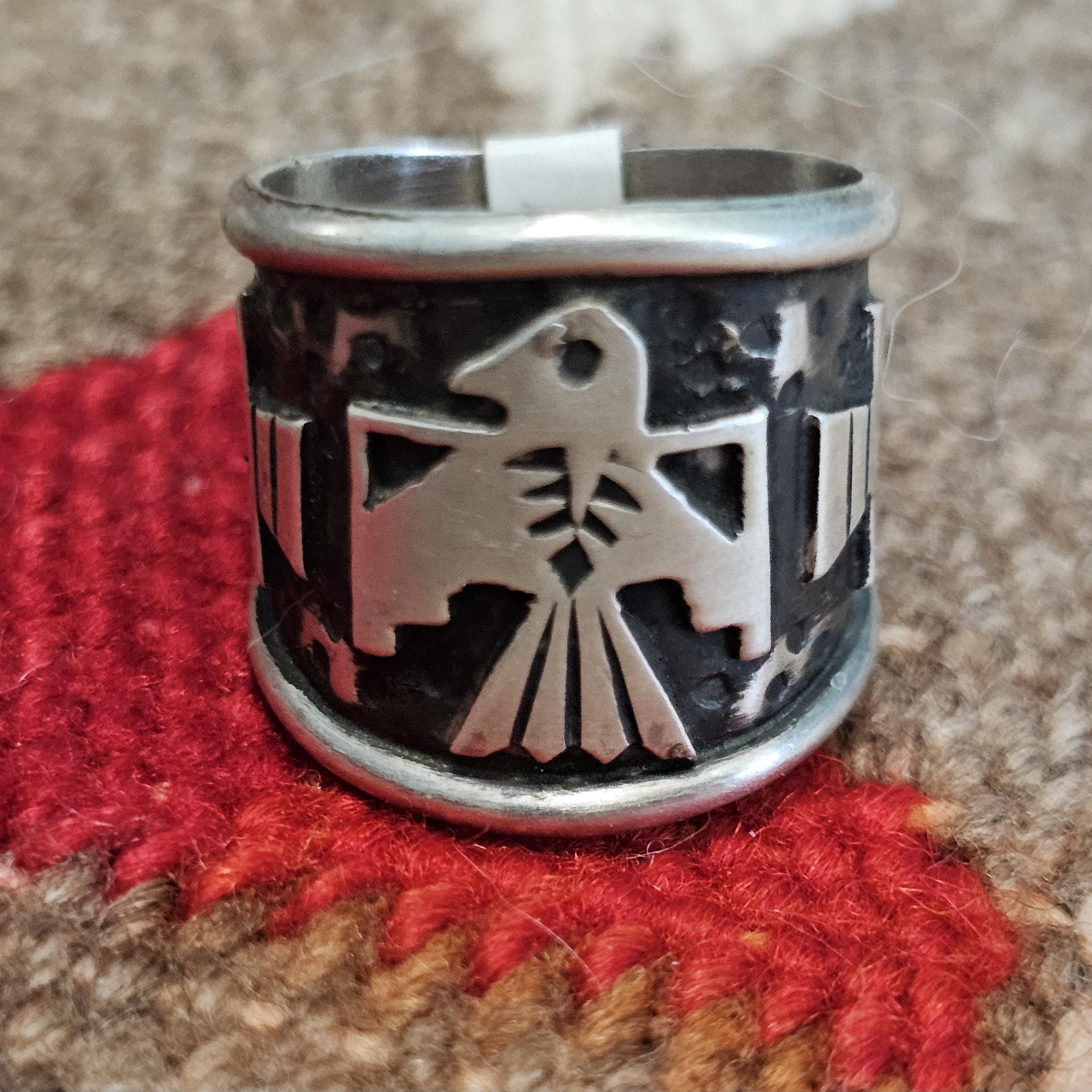 Thunderbird Signet Vintage Native Ring Sterling  Size 8 1/2 NR 35