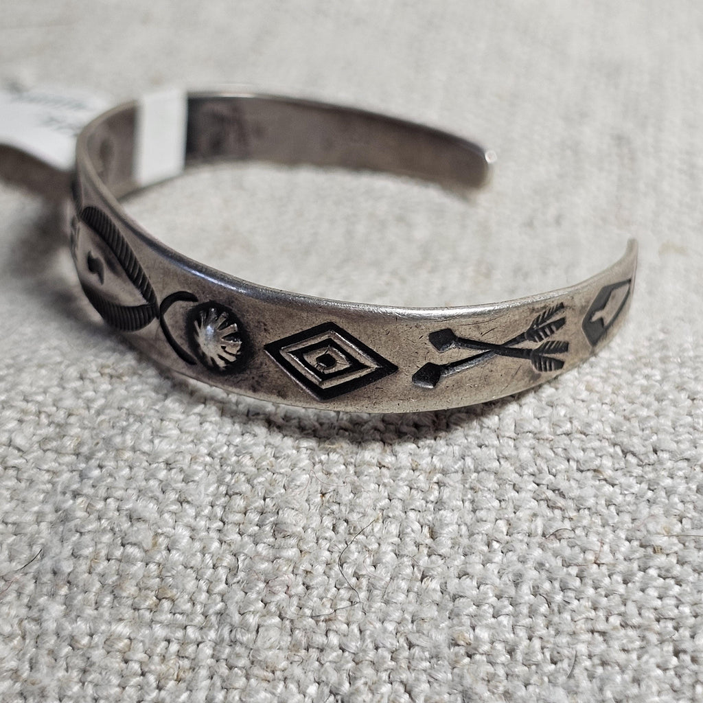 1930s Whirling Log Sterling Cuff  6 1/4" wrist  JB 264