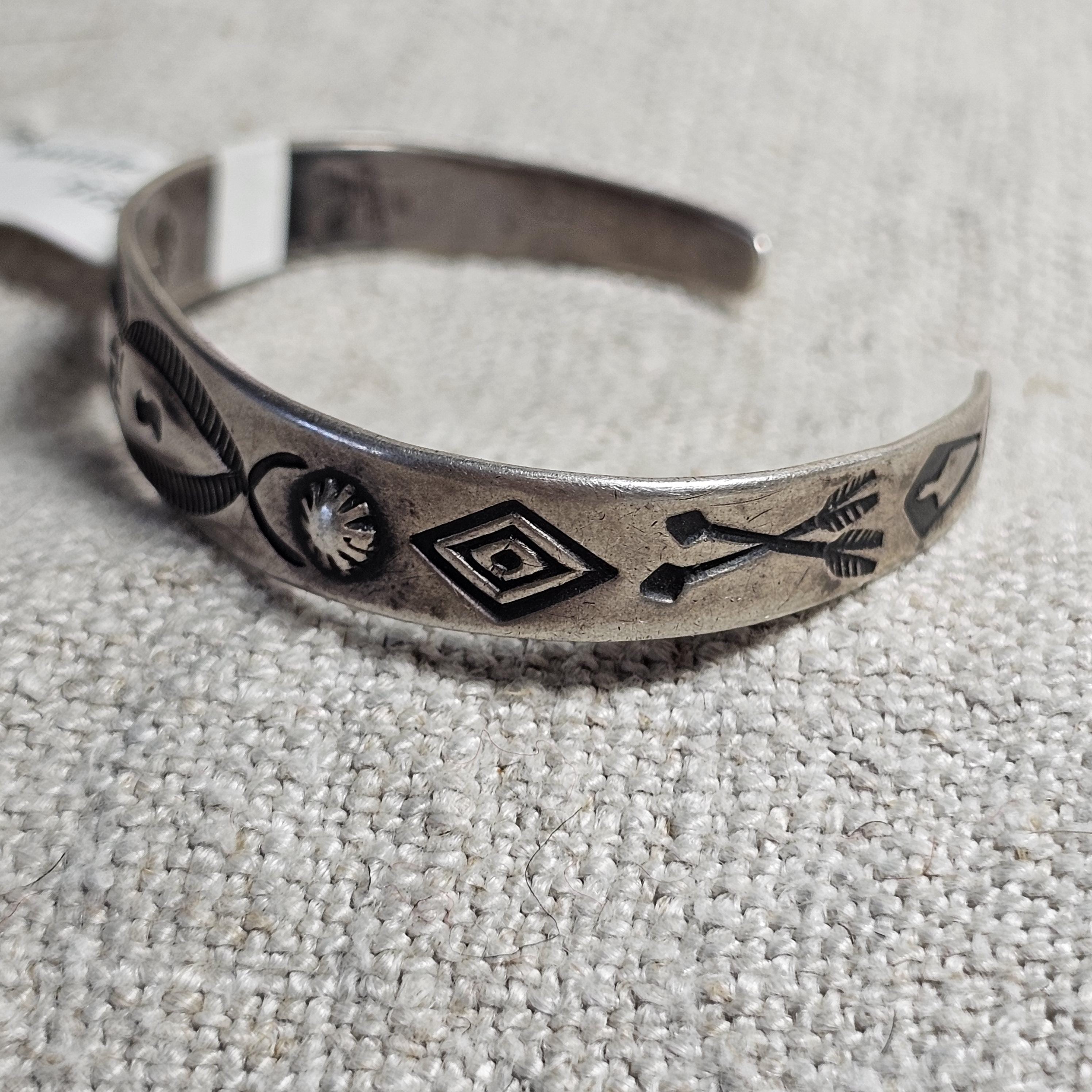 1930s Whirling Log Sterling Cuff  6 1/4" wrist  JB 264