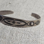 1930s Whirling Log Sterling Cuff  6 1/4" wrist  JB 264