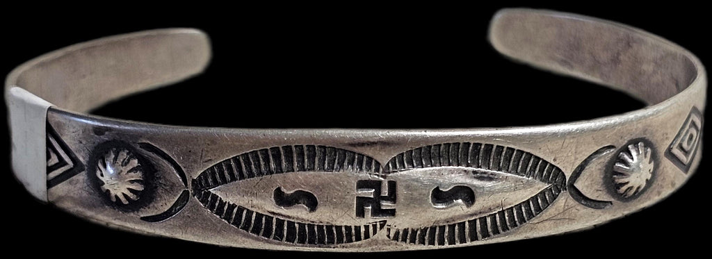 1930s Whirling Log Sterling Cuff  6 1/4" wrist  JB 264