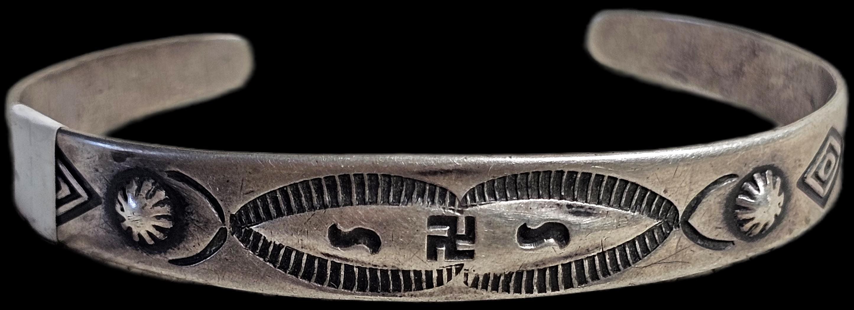 1930s Whirling Log Sterling Cuff  6 1/4" wrist  JB 264