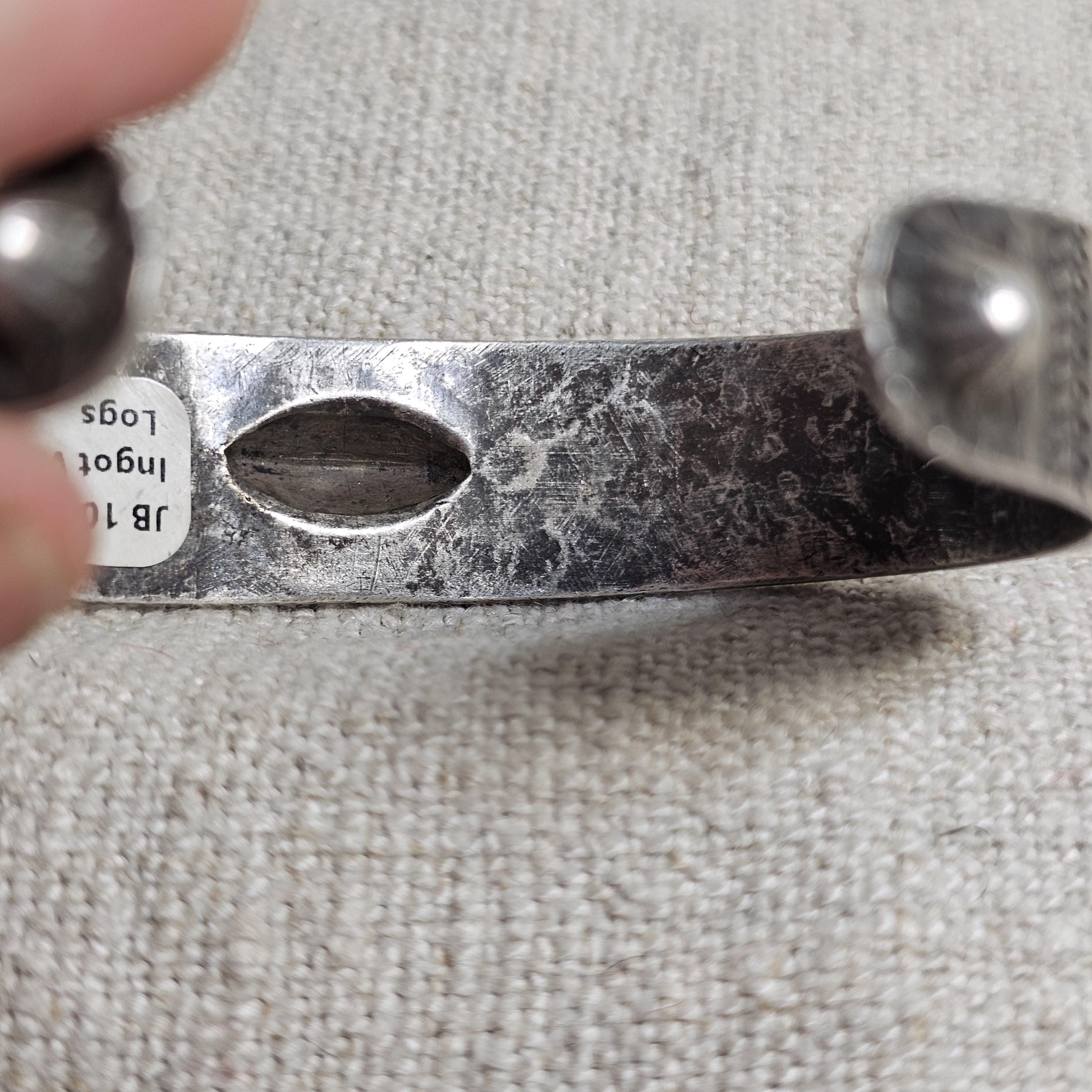 1920s Coin Silver Whirling Log Cuff  7" wrist  JB 105