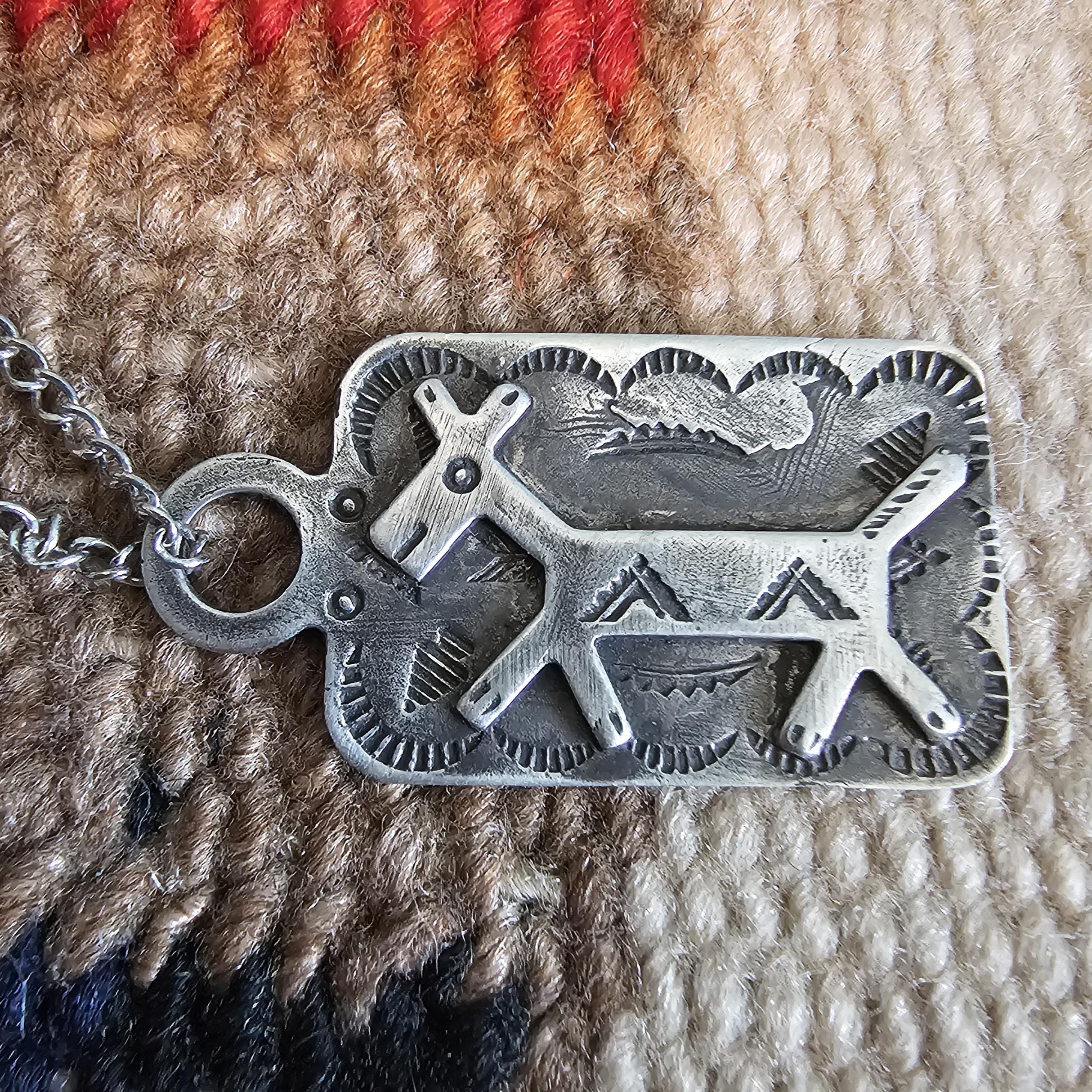 1930s Silver Donkey Tab Necklace Vintage Old Pawn JN 822