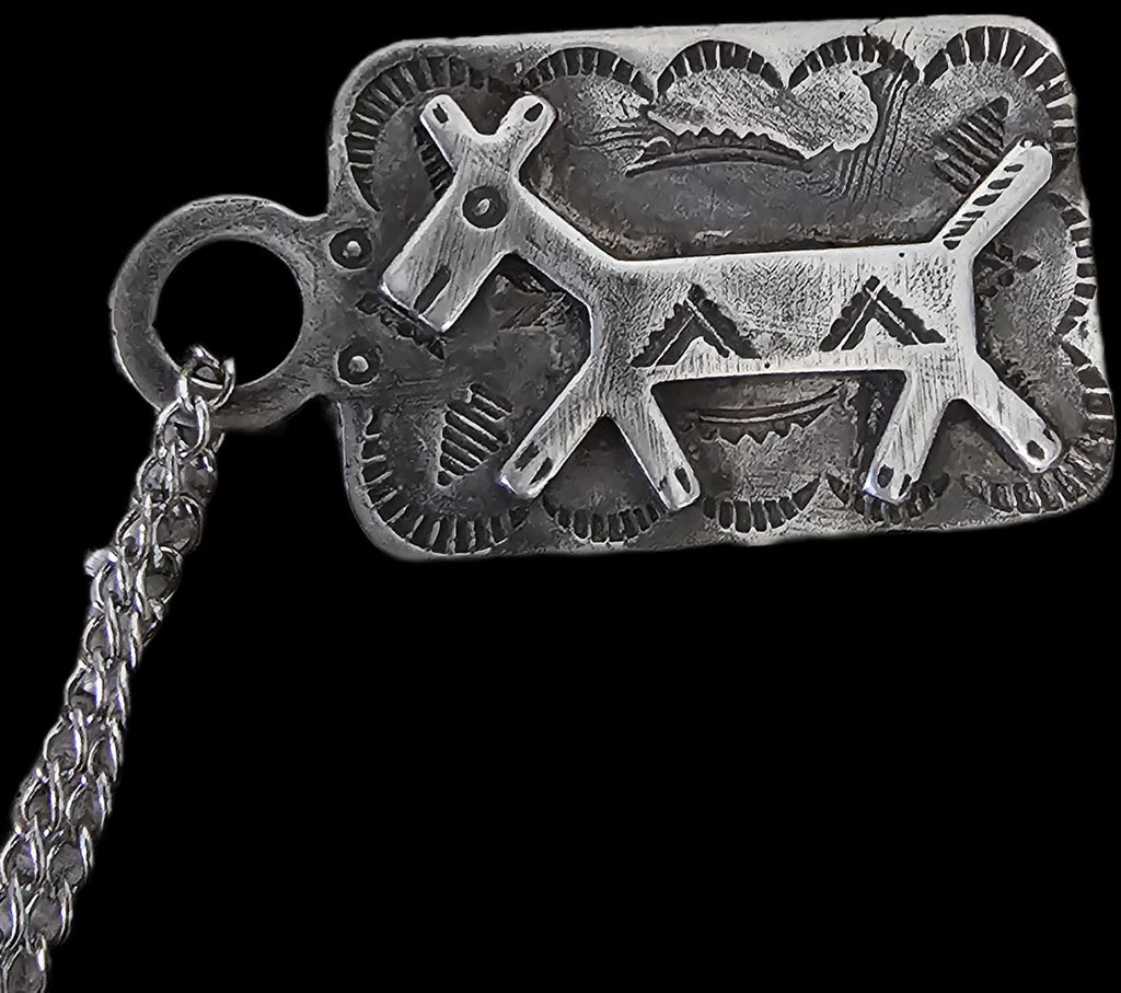 1930s Silver Donkey Tab Necklace Vintage Old Pawn JN 822