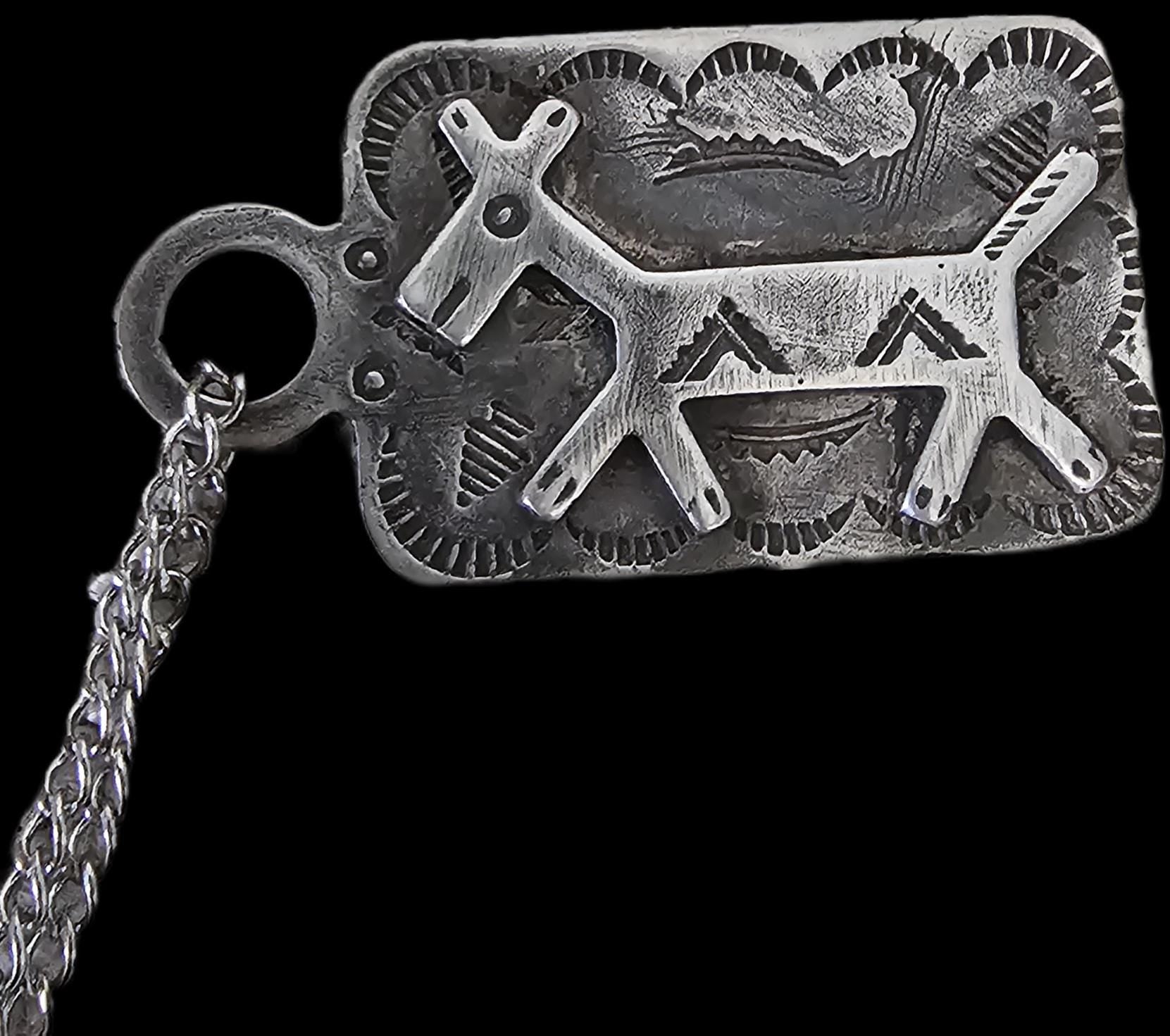1930s Silver Donkey Tab Necklace Vintage Old Pawn JN 822
