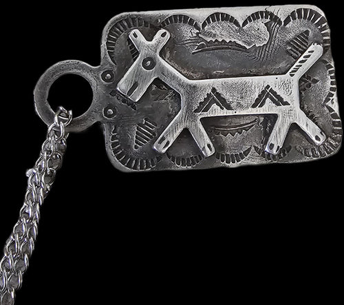 1930s Silver Donkey Tab Necklace Vintage Old Pawn JN 822