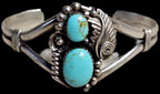 Two Turquoise Vintage Native Sterling Old Pawn fits 6 1/2" wrist. JB 312
