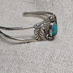 Fancy Silverwork Blue Turquoise Vintage Native Sterling Old Pawn fits 6 1/4" wrist. JB 311