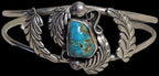 Fancy Silverwork Blue Turquoise Vintage Native Sterling Old Pawn fits 6 1/4" wrist. JB 311