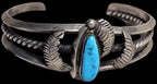 Fancy Silverwork Turquoise Vintage Native Sterling Old Pawn fits 6 1/4" wrist. JB 314