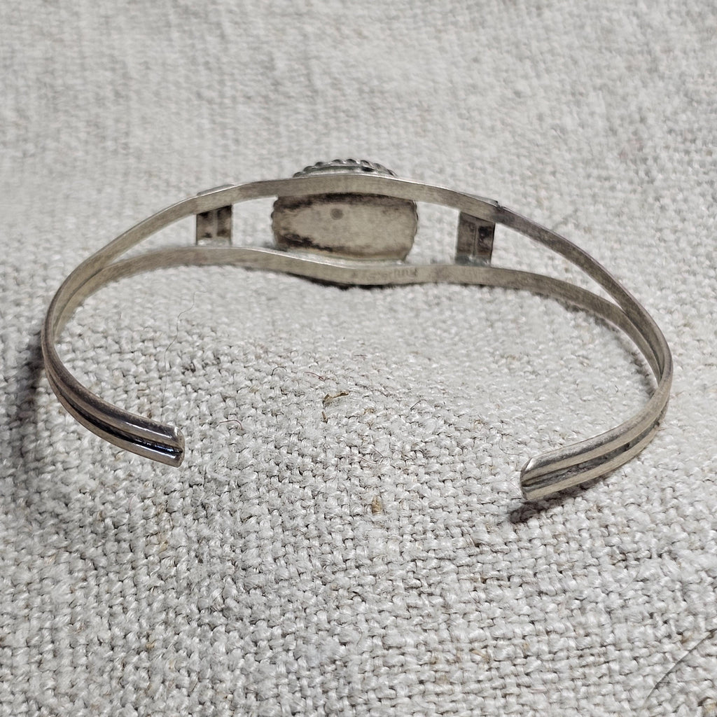 Circle Turquoise Vintage Native Sterling Old Pawn fits 6 1/2" wrist. JB 313