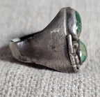 2 Green Turquoise Cast Silver Vintage Ring Size 10 Old Pawn JR 356
