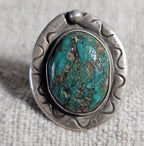 Dark Blue Turquoise Vintage Sterling Ring Size 9 1/2 Old Pawn JR 389