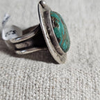 Dark Blue Turquoise Vintage Sterling Ring Size 9 1/2 Old Pawn JR 389