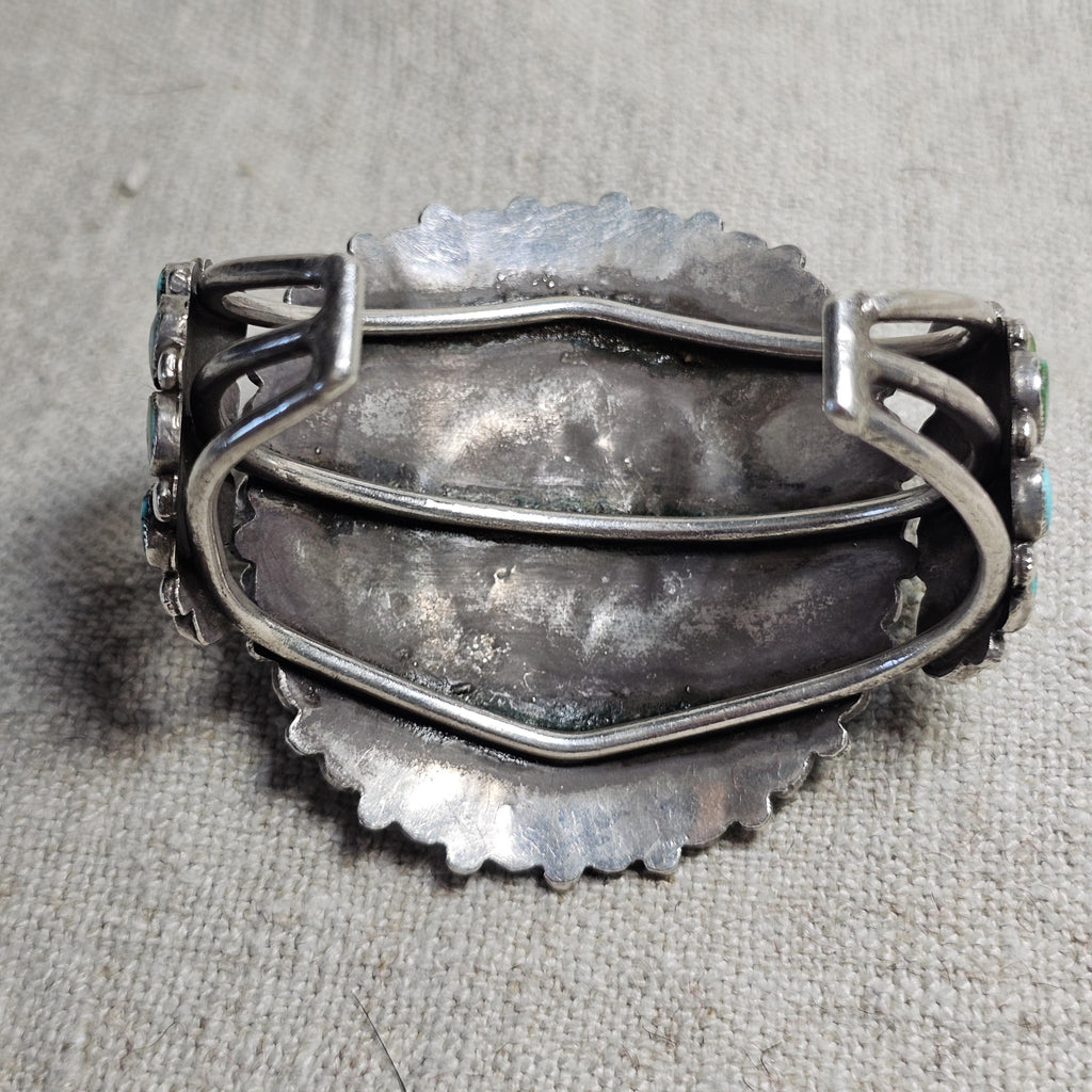 1940s Zuni Cluster Natural Turquoise Vintage Cuff Old Pawn fits 6 1/2" wrist JB 309