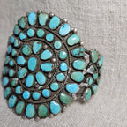 1940s Zuni Cluster Natural Turquoise Vintage Cuff Old Pawn fits 6 1/2" wrist JB 309