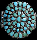 1940s Zuni Cluster Natural Turquoise Vintage Cuff Old Pawn fits 6 1/2" wrist JB 309