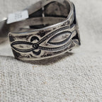 1930s Big Blue Turquoise Harvey Era Sterling Native  Vintage Cuff 6 3/4" wrist. JB 304