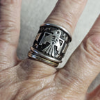 Thunderbird Signet Vintage Native Ring Sterling  Size 8 1/2 NR 35