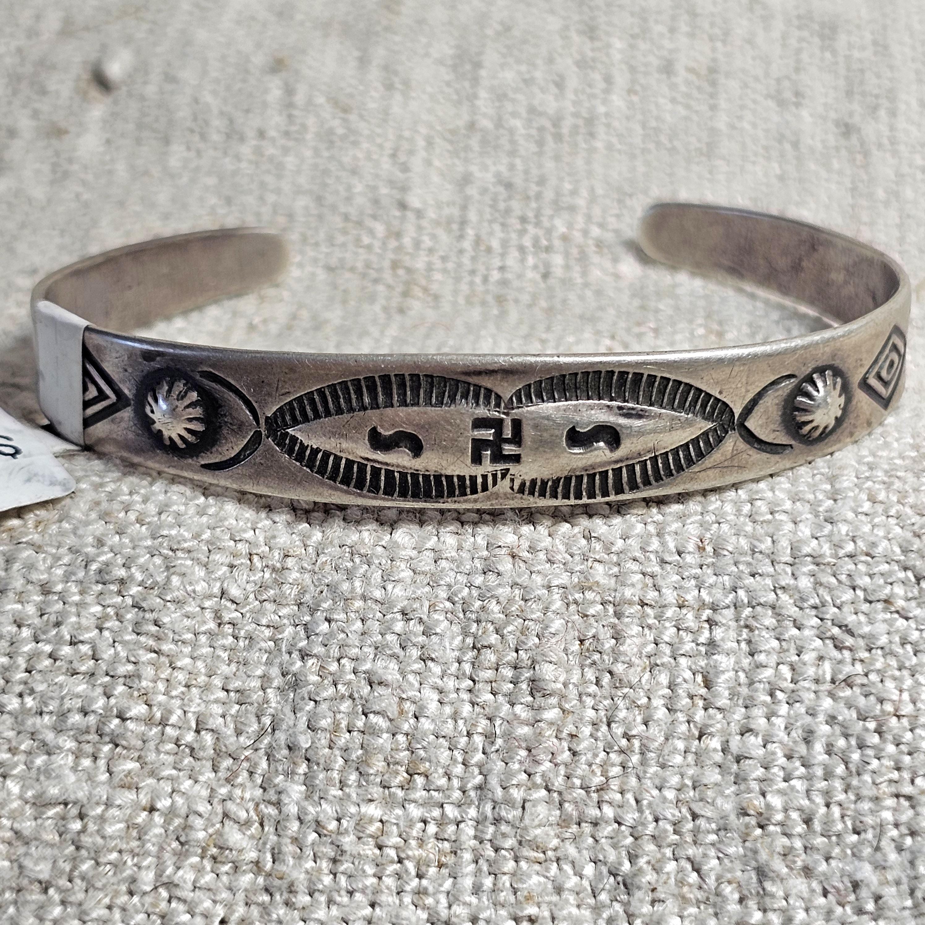 1930s Whirling Log Sterling Cuff  6 1/4" wrist  JB 264
