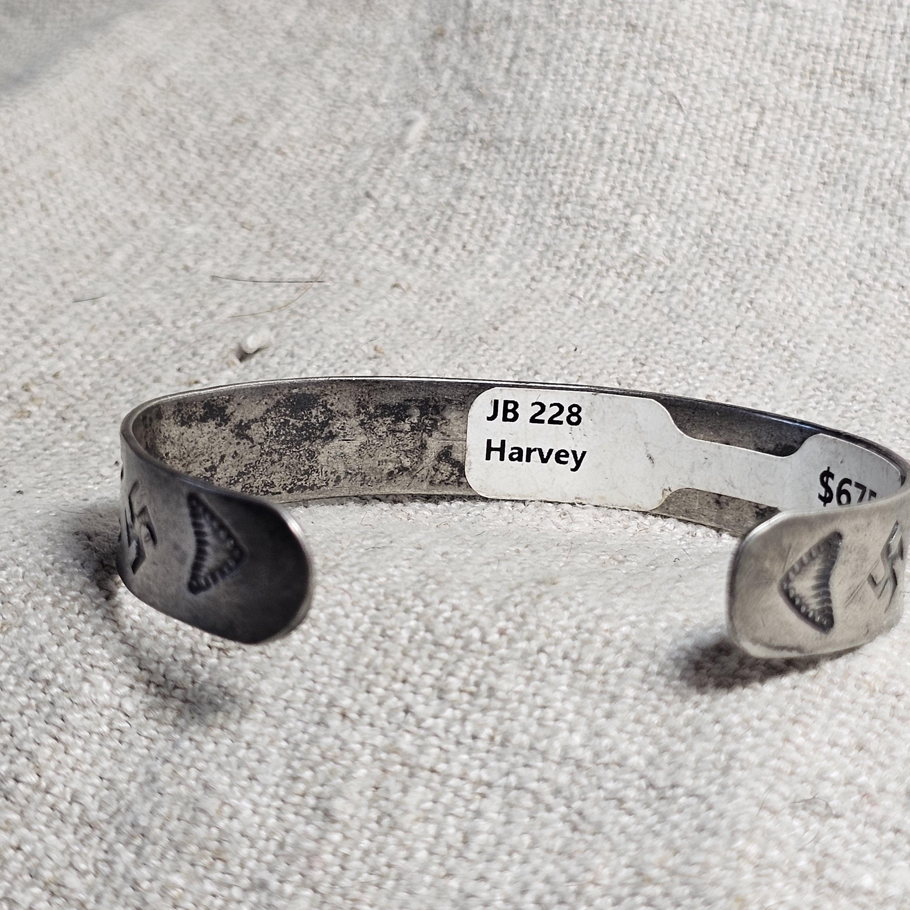1930s Whirling Log Blue Turquoise Sterling Native  Vintage Cuff JB 228  6 3/4" wrist