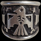 Thunderbird Signet Vintage Native Ring Sterling  Size 8 1/2 NR 35