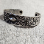 1920s Coin Silver Whirling Log Cuff  7" wrist  JB 105